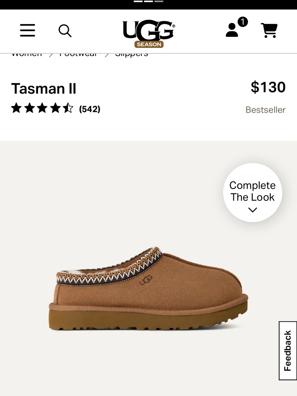 UGG Tasman II Slippers - Chestnut Brown NWT